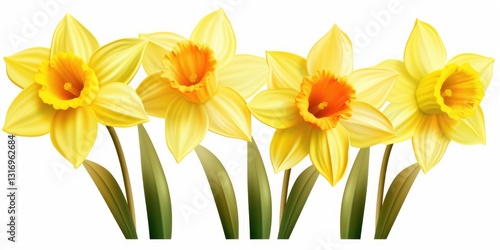 Wallpaper Mural A Vibrant Arrangement of Yellow Daffodils with Green Stems and Leaves Torontodigital.ca