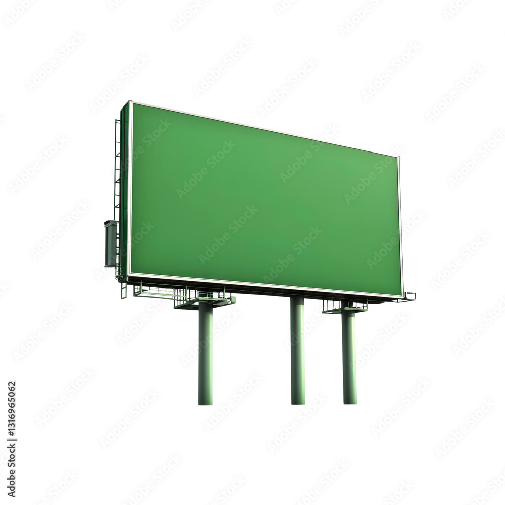 Obraz premium Blank Green Billboard Mockup Isolated on Transparent Background