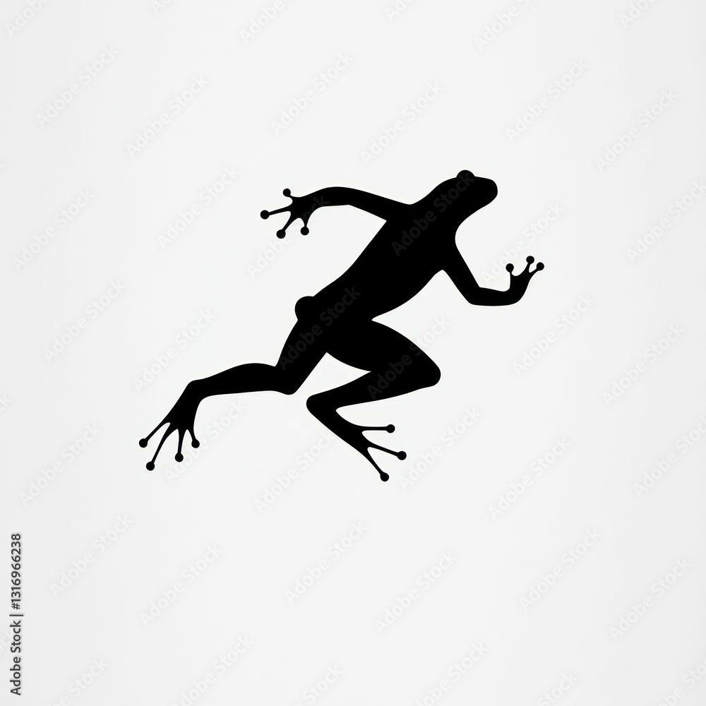 Naklejka premium Minimalist Silhouettes of Jumping Frogs Isolated on White Background
