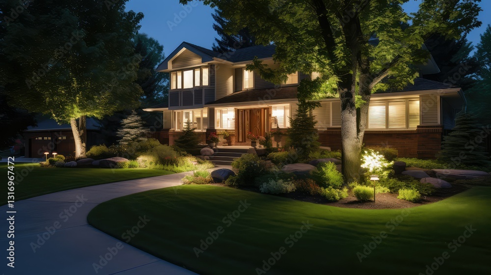 Fototapeta premium features landscape lighting house