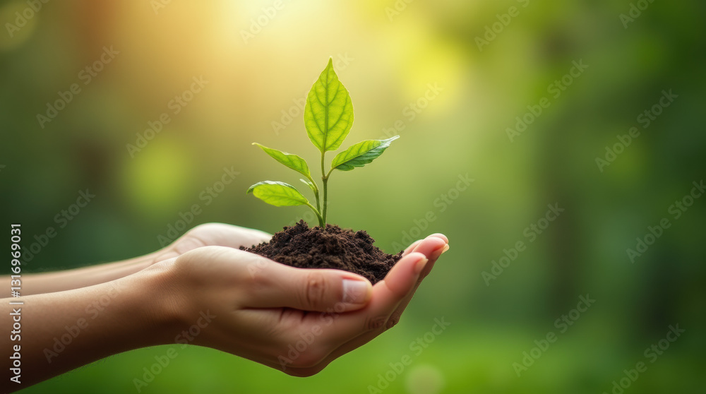 A close-up of hands gently cradling rich soil with a tiny green sprout, symbolizing new beginnings, environmental care, and sustainability. A close-up of hands gently cradling rich soil with a tiny green sprout, symbolizing new beginnings, environmental care, and sustainability.