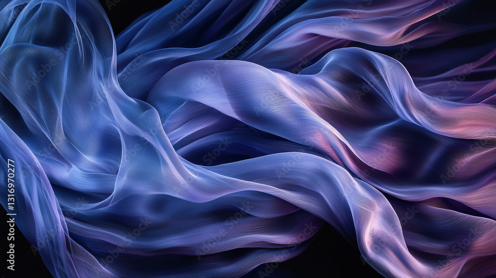 Obraz premium Abstract blue purple silk fabric swirling elegant texture background art wave soft flow drape curve