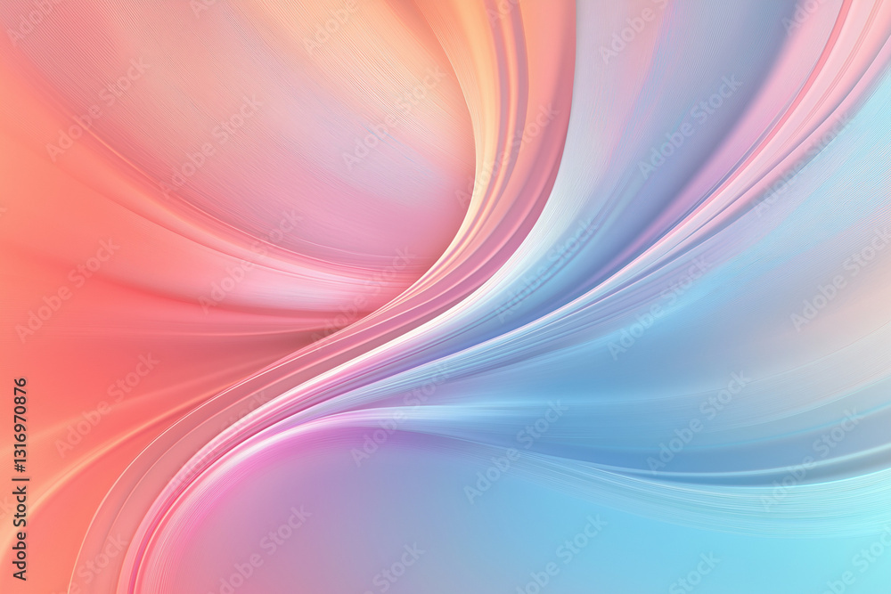 Naklejka premium Pastel abstract wallpaper design with a flowing, smooth gradient of colors. It features a blend of soft pink, peach, and blue tones, creating a calming and visually appealing effect