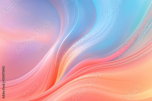 Wallpaper Mural Pastel abstract wallpaper design with a flowing, smooth gradient of colors. It features a blend of soft pink, peach, and blue tones, creating a calming and visually appealing effect Torontodigital.ca