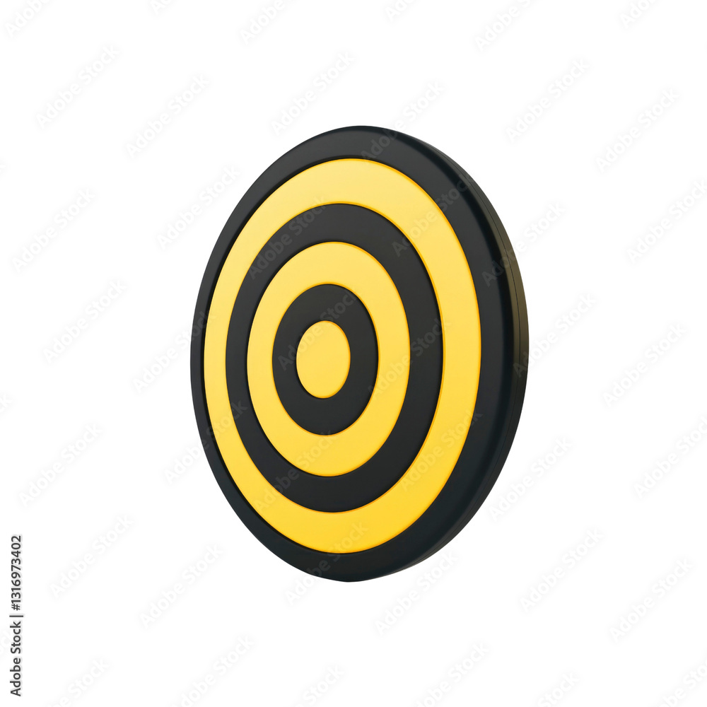 3D Render of a Yellow and Black Target Icon