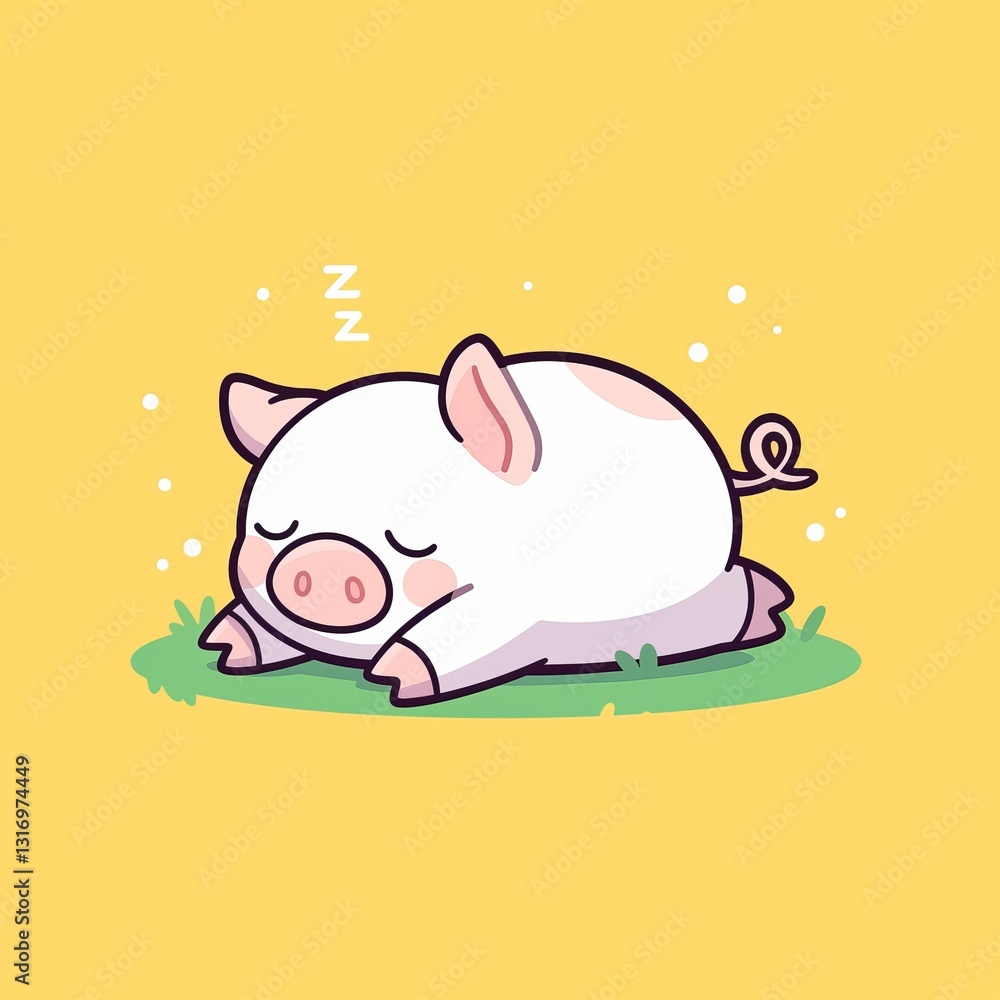 Cute Pig Sleeping in Grass (1) Cute Pig Sleeping in Grass (1)