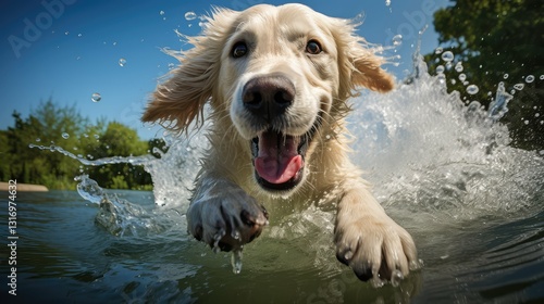 Wallpaper Mural labrador dog drinking water Torontodigital.ca