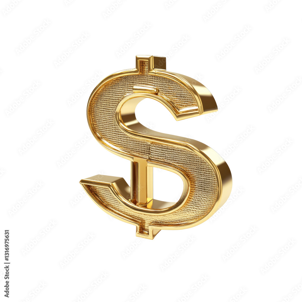 3D Golden Dollar Sign Symbol - Luxurious Wealth and Finance Concept 3D Golden Dollar Sign Symbol - Luxurious Wealth and Finance Concept