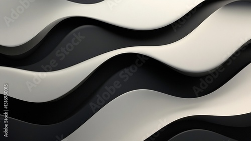 Abstract Black and White Wave Pattern Background Design, Elegant Monochromatic Curves, Seamless Texture for Modern Wallpaper or Graphic Design