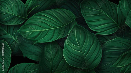 Wallpaper Mural emerald tropical leaves seamless Torontodigital.ca