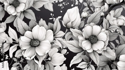 design floral pattern black and white