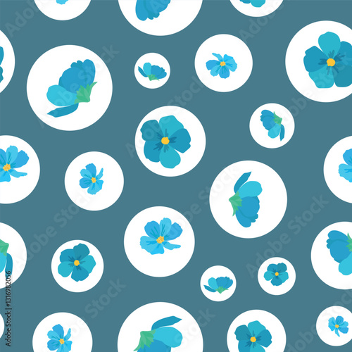 Vector Large scale retro vintage blue floral pattern