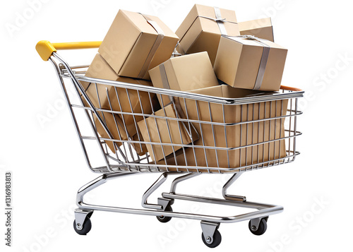 Naklejka shopping cart with boxes