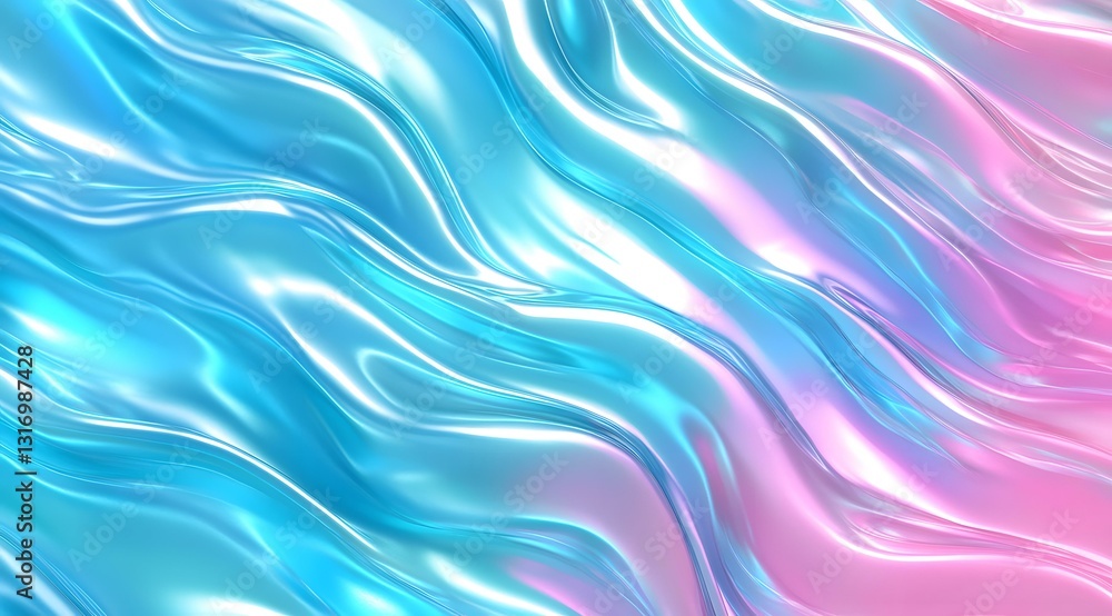 A futuristic, iridescent gradient with seamless waves of color shifting between neon blue, electric pink, and shimmering teal. The glossy, metallic texture gives a high-tech aesthetic, while A futuristic, iridescent gradient with seamless waves of color shifting between neon blue, electric pink, and shimmering teal. The glossy, metallic texture gives a high-tech aesthetic, while