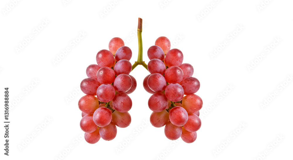 Fototapeta premium Grape Bunch Forming Lung Shape on White Symbolizing Health Concept