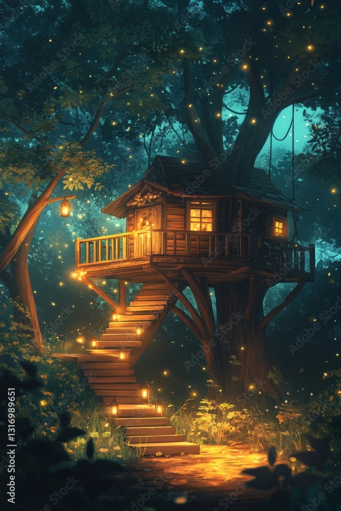 Fototapeta premium Magical Treehouse in Enchanted Forest