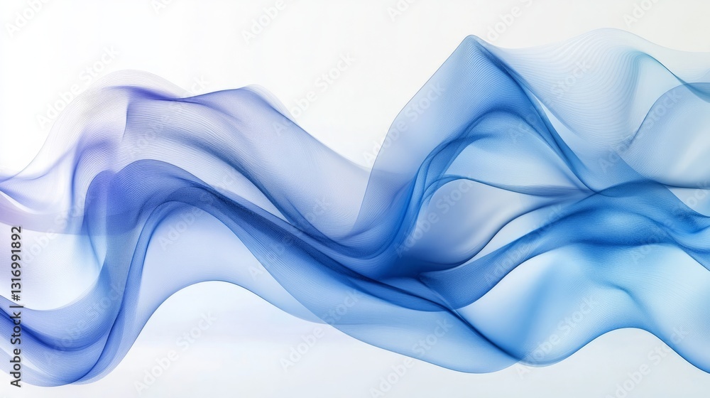 Naklejka premium Abstract blue wave design on a white backdrop, creating a sleek and premium background for banners or posters