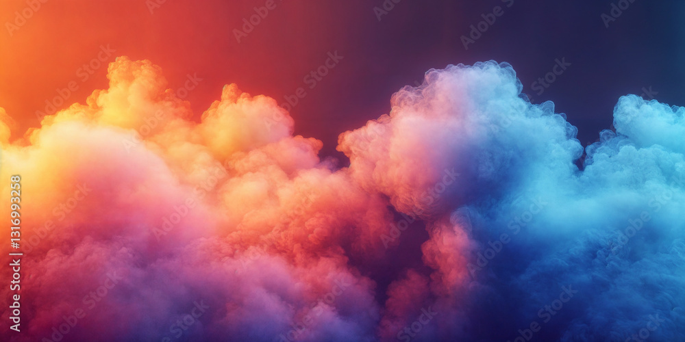 Vibrant clouds with dramatic orange and blue hues creating a surreal and ethereal sky at twilight. Vibrant clouds with dramatic orange and blue hues creating a surreal and ethereal sky at twilight.