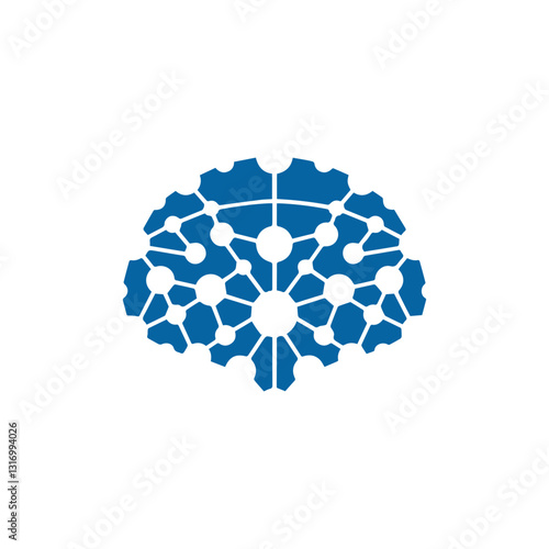 modern human brain in low poly particles tech style Logo design. Brain Tech Logo Design Vector design.