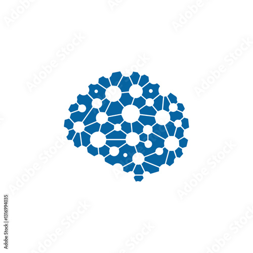 modern human brain in low poly particles tech style Logo design. Brain Tech Logo Design Vector design.