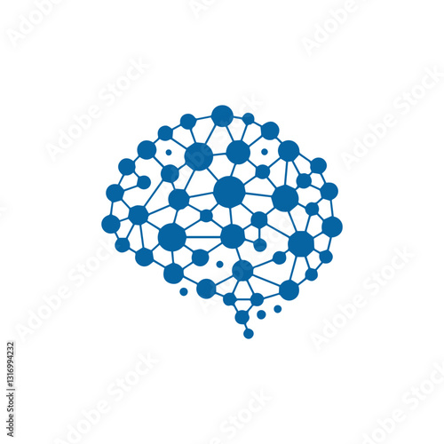 modern human brain in low poly particles tech style Logo design. Brain Tech Logo Design Vector design.