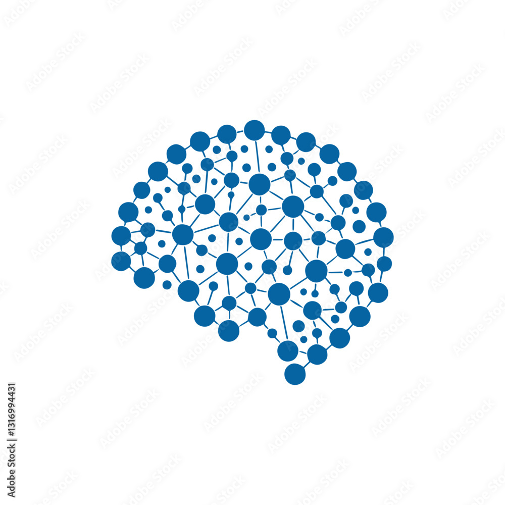 modern human brain in low poly particles tech style Logo design. Brain Tech Logo Design Vector design. modern human brain in low poly particles tech style Logo design. Brain Tech Logo Design Vector design.