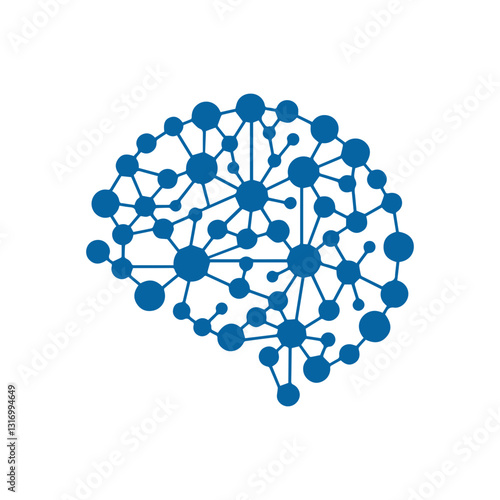 modern human brain in low poly particles tech style Logo design. Brain Tech Logo Design Vector design.