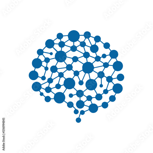 modern human brain in low poly particles tech style Logo design. Brain Tech Logo Design Vector design.