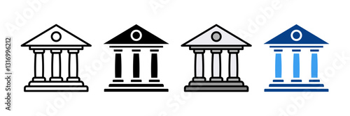 Courthouse Icon Set Multiple Style Collection