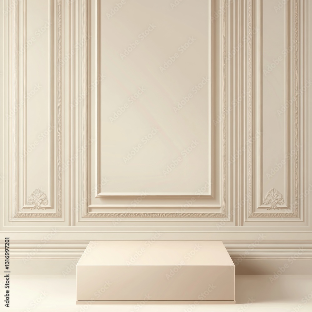 Empty beige pedestal in a classic, elegant room Empty beige pedestal in a classic, elegant room