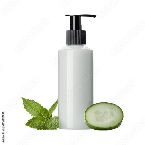 Cucumber SPF Sunscreen Bottle Isolated on Transparent Background