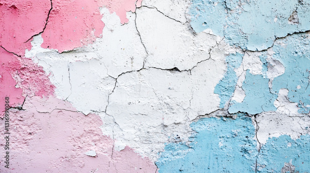 Obraz premium Professional Image of a Cracked Concrete Wall Painted and Weathered in Pink for Design Projects