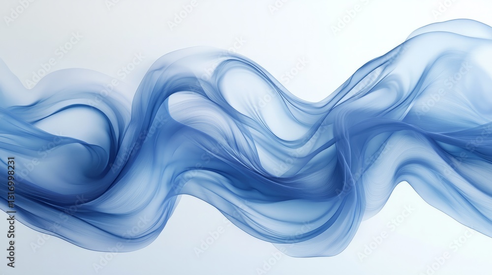 Fototapeta premium Premium abstract blue wave background on a white backdrop, modern and sleek, ideal for posters or wallpaper