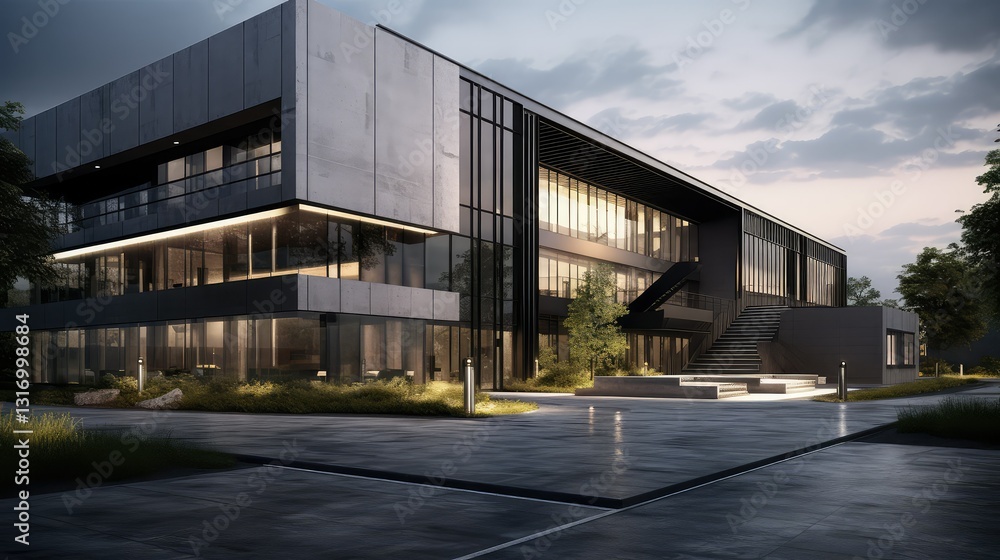 Fototapeta premium sleek industrial office building