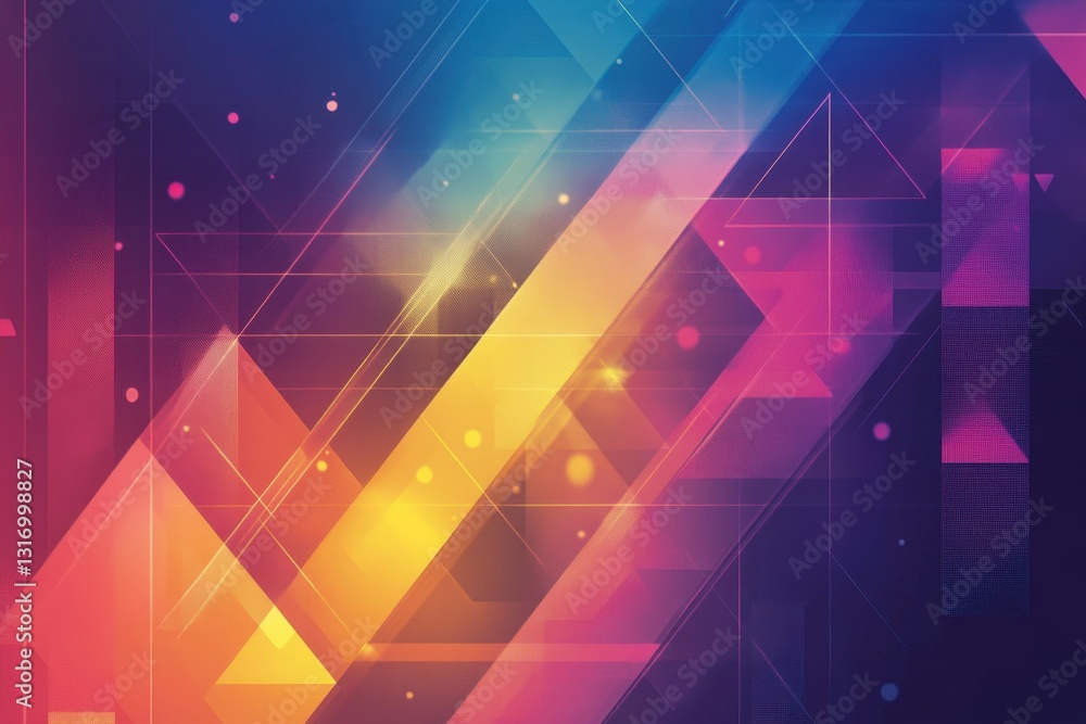 Obraz premium Geometric Abstract Background. Abstract geometric background featuring vibrant, colorful triangles arranged in a dynamic pattern.
