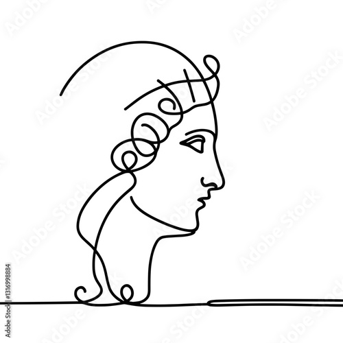 Line art drawing of a classic Greek sculpture profile representing elegance, ideal for artistic blogs and educational materials