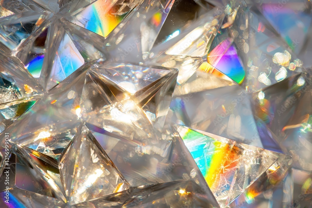 Sparkling Crystal Prisms Reflecting Colorful Light Patterns Sparkling Crystal Prisms Reflecting Colorful Light Patterns