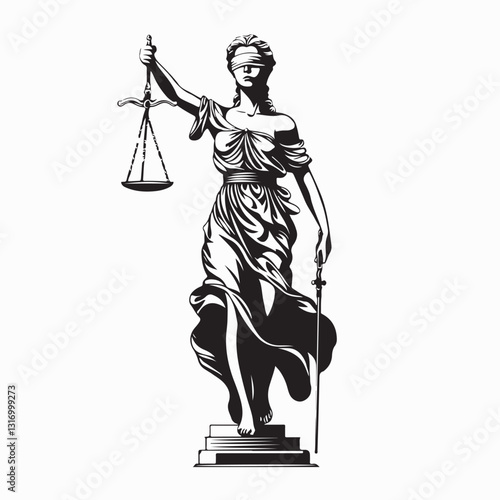 Lady Justice Vector Design Images. Statue of Justice symbol, legal law image vector.
