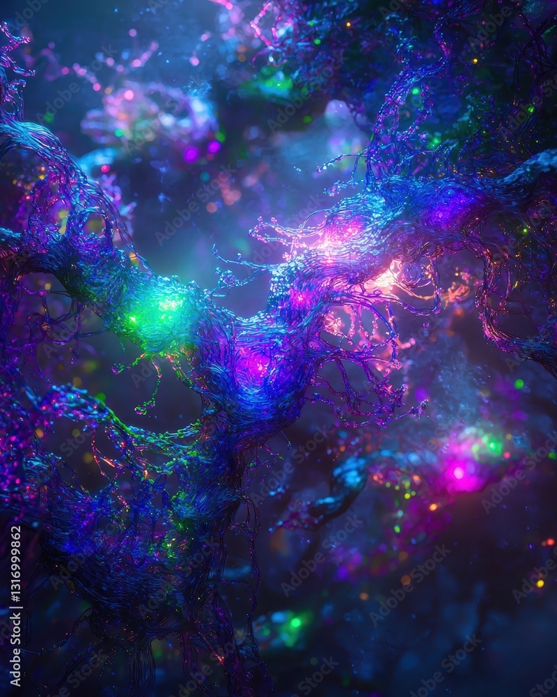 Fototapeta premium Colorful Abstract Digital Art with Vivid Swirls and Light Effects