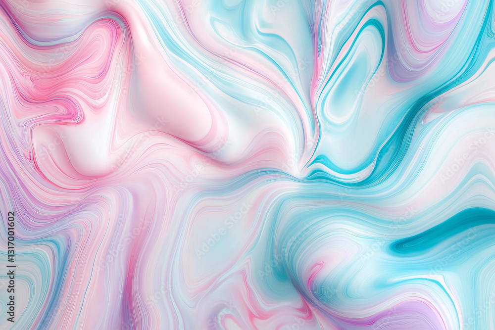 Obraz premium Pastel abstract design featuring a soft, pastel-colored marble effect. The composition showcases flowing, silky patterns that resemble the texture of liquid or fabric, creating a smooth