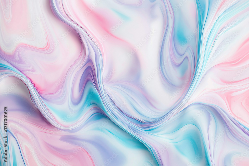 Obraz premium Pastel abstract design featuring a soft, pastel-colored marble effect. The composition showcases flowing, silky patterns that resemble the texture of liquid or fabric, creating a smooth