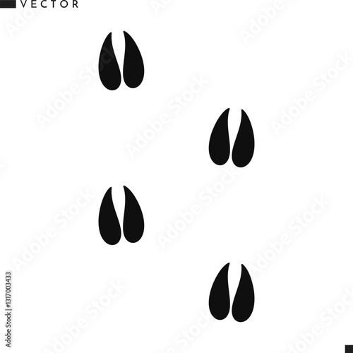 Wild animal track. Deer footprints vector 