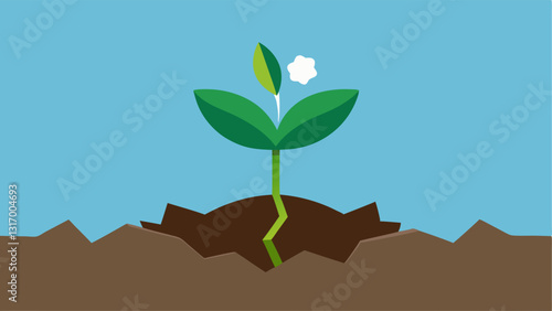 Seedling Breaking Ground A small seedling breaking through the soil representing new beginnings and the potential for growth after difficulties.