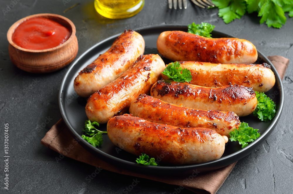 Barbecue sausage on plate Barbecue sausage on plate