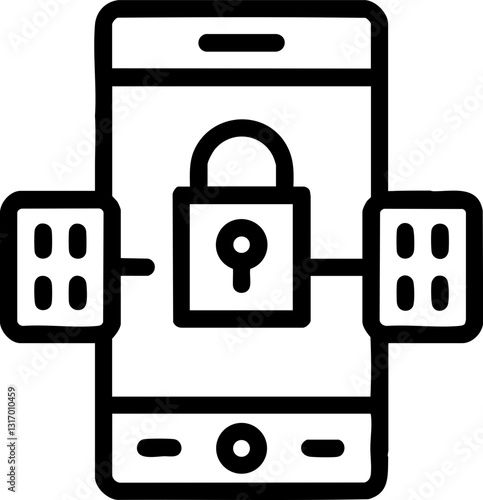 Mobile phone with a padlock symbolizing security and protection.