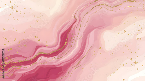 Rose Gold Elegance Soft Pink and Gold Marbled Pattern. abstract pink background