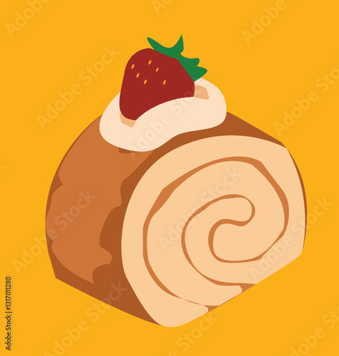 Swiss Roll Cake.Swiss rolls with chocolate cream filling,