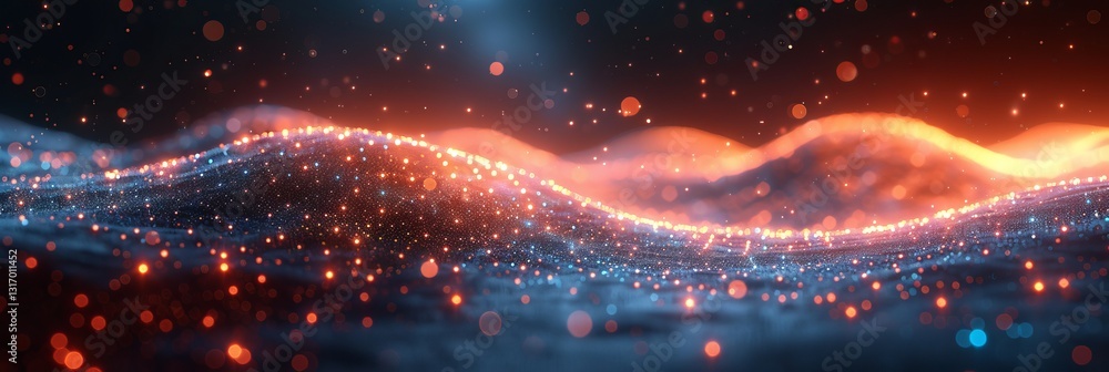 Obraz premium Abstract Technology Background with Particles and Mesh, Minimalistic