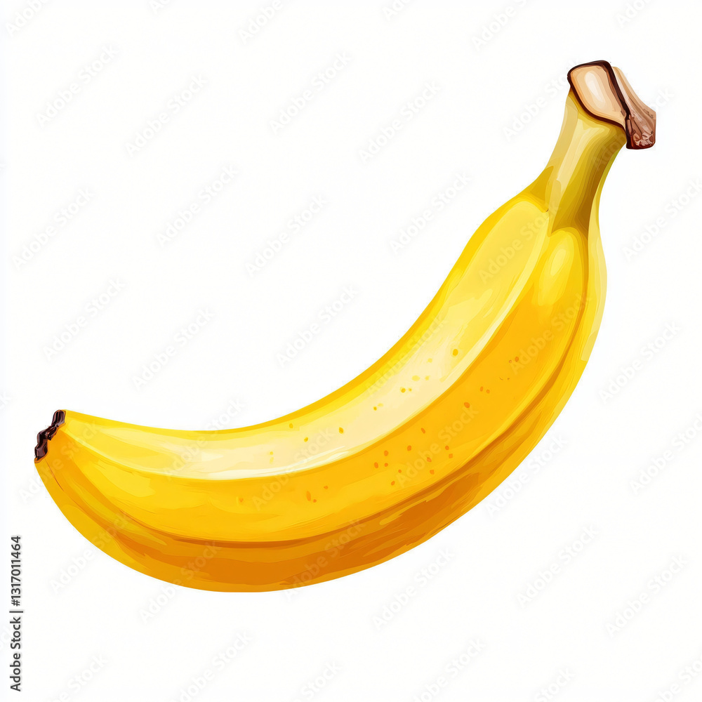 Watercolor hand-drawn banana painting illustration isolated on a white background, plant and fruits illustration painting, AI, Watercolor hand-painting, AI illustration