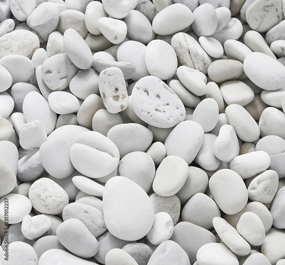 Natural White Pebbles in Various Shapes and Textures Natural White Pebbles in Various Shapes and Textures